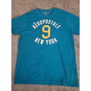 Aeropostale Men's XL Teal T-Shirt Short Sleeve Pullover Spell Out Logo Tee